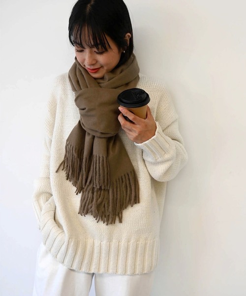 CANAL JEAN（キャナルジーン）の「El mar(エルマール) カシミヤタッチ無地ストール（ストール/ショール・レディース・ライトグレー/ブラック/ブラウン/アイボリー・ONE SIZE）」の16枚目の写真