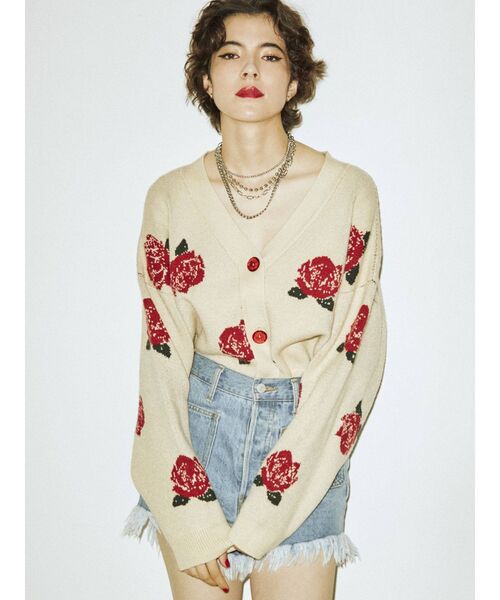 jouetie（ジュエティ）の「フラワージャガードワイドニットカーディガン（カーディガン/ボレロ・レディース・アイボリー/ブラック・MEDIUM）」の20枚目の写真