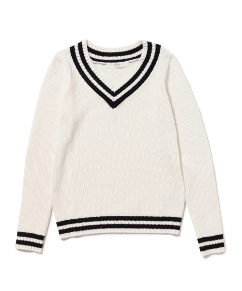 BEAMS LIGHTS Women's（ビームスライツ ウィメンズ）の「BEAMS LIGHTS / ウォッシャブル チルデンVネックプルオーバー（ニット/セーター・レディース・オフホワイト/ネイビー・FREE）」の16枚目の写真