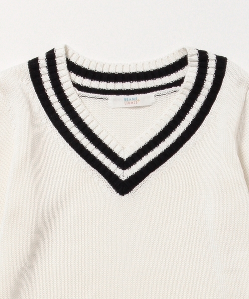 BEAMS LIGHTS Women's（ビームスライツ ウィメンズ）の「BEAMS LIGHTS / ウォッシャブル チルデンVネックプルオーバー（ニット/セーター・レディース・オフホワイト/ネイビー・FREE）」の11枚目の写真