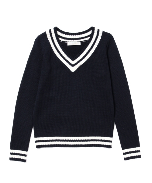 BEAMS LIGHTS Women's（ビームスライツ ウィメンズ）の「BEAMS LIGHTS / ウォッシャブル チルデンVネックプルオーバー（ニット/セーター・レディース・オフホワイト/ネイビー・FREE）」の17枚目の写真