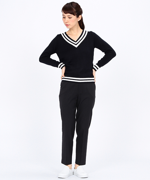 BEAMS LIGHTS Women's（ビームスライツ ウィメンズ）の「BEAMS LIGHTS / ウォッシャブル チルデンVネックプルオーバー（ニット/セーター・レディース・オフホワイト/ネイビー・FREE）」の13枚目の写真