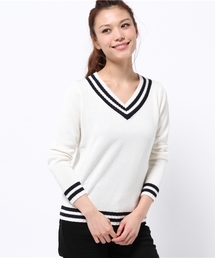 BEAMS LIGHTS Women's | BEAMS LIGHTS / ウォッシャブル チルデンVネックプルオーバー(ニット/セーター)