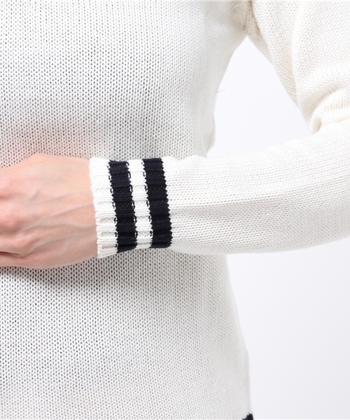 BEAMS LIGHTS Women's（ビームスライツ ウィメンズ）の「BEAMS LIGHTS / ウォッシャブル チルデンVネックプルオーバー（ニット/セーター・レディース・オフホワイト/ネイビー・FREE）」の9枚目の写真