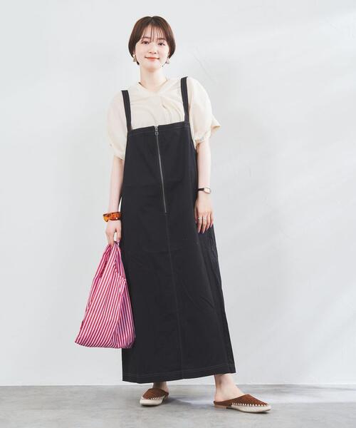 coen（コーエン）の「チノエプロンワンピース（ジャンパースカート・レディース・ブラック/ベージュ・MEDIUM/LARGE）」の3枚目の写真