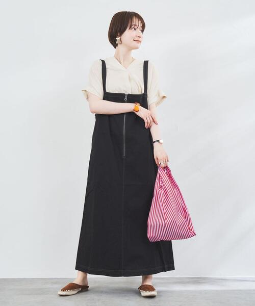 coen（コーエン）の「チノエプロンワンピース（ジャンパースカート・レディース・ブラック/ベージュ・MEDIUM/LARGE）」の5枚目の写真