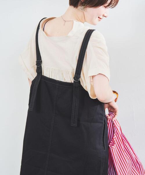 coen（コーエン）の「チノエプロンワンピース（ジャンパースカート・レディース・ブラック/ベージュ・MEDIUM/LARGE）」の14枚目の写真
