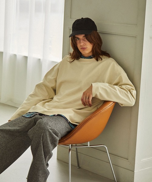 EMMA CLOTHES（エマクローズ）の「Heavy ounce cotton ルーズベーシックオーバーロングTシャツ EMMA CLOTHES（Tシャツ/カットソー・メンズ・ホワイト/ブラック/アッシュブラウン/グリーン/チャコール/ダークオレンジ/グリーン系/ダークネイビー/アイボリー/イエロー/ブルーグリーン/ライトブルー・M/L）」の19枚目の写真