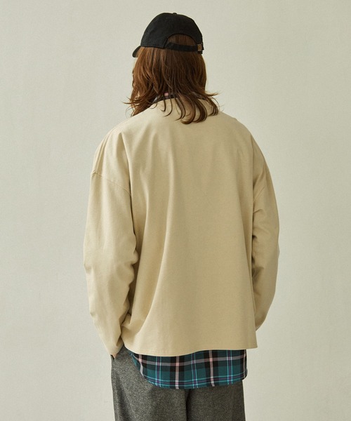 EMMA CLOTHES（エマクローズ）の「Heavy ounce cotton ルーズベーシックオーバーロングTシャツ EMMA CLOTHES（Tシャツ/カットソー・メンズ・ホワイト/ブラック/アッシュブラウン/グリーン/チャコール/ダークオレンジ/グリーン系/ダークネイビー/アイボリー/イエロー/ブルーグリーン/ライトブルー・M/L）」の14枚目の写真