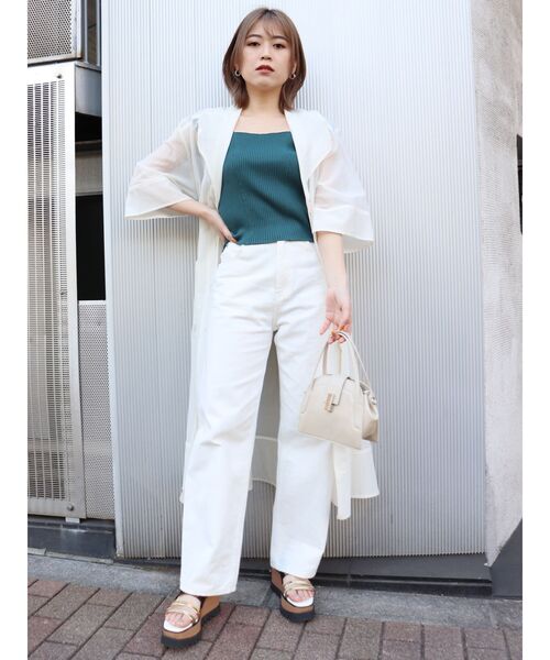 MURUA(ムルーア)の「ルーズストレートカラーパンツ(デニムパンツ・レディース・ブラック/オレンジ/アイボリー・1/2)」の13枚目の写真