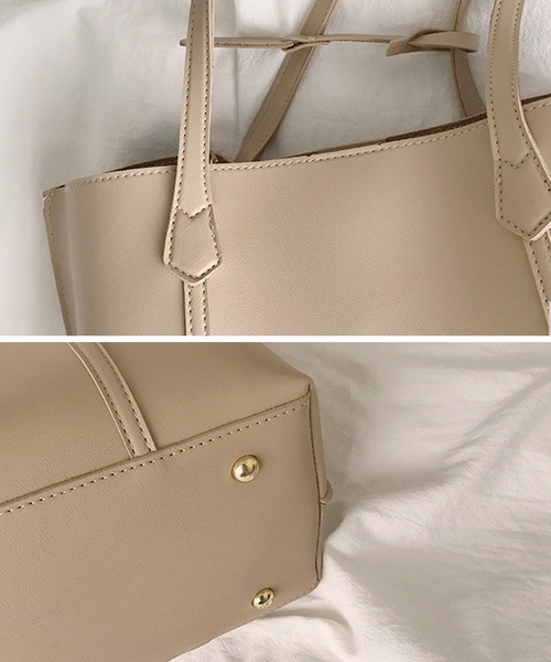 florist（フローリスト）の「【A4対応】シンプルデザインのPUレザーレディーストートバッグ/ショルダーバッグ（トートバッグ・レディース・ブラック/キャメル/ホワイト/ベージュ・FREE）」の8枚目の写真