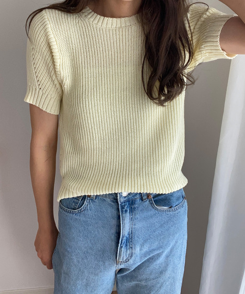 LAUIR（ラウアー）の「モックネック半袖ニット（ニット/セーター・レディース・ホワイト/ブラック/クリーム・MEDIUM/LARGE）」の7枚目の写真