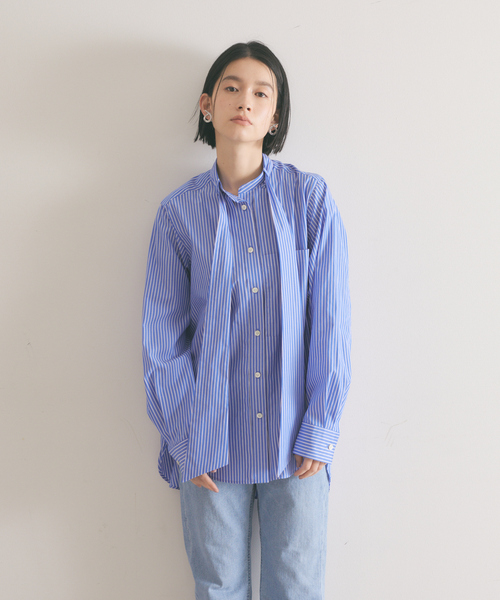 qualite(カリテ)の「ボウタイシャツ(シャツ/ブラウス・レディース・ホワイト/ストライプ/ピンク・フリー)」の15枚目の写真