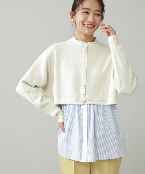 N.(N. Natural Beauty Basic)(エヌエヌナチュラルビューティーベーシック)の「◆ミラノリブクロップドカーディガン(カーディガン/ボレロ・レディース・ネイビー/レッド/グリーン/ナチュラル・MEDIUM)」の2枚目の写真