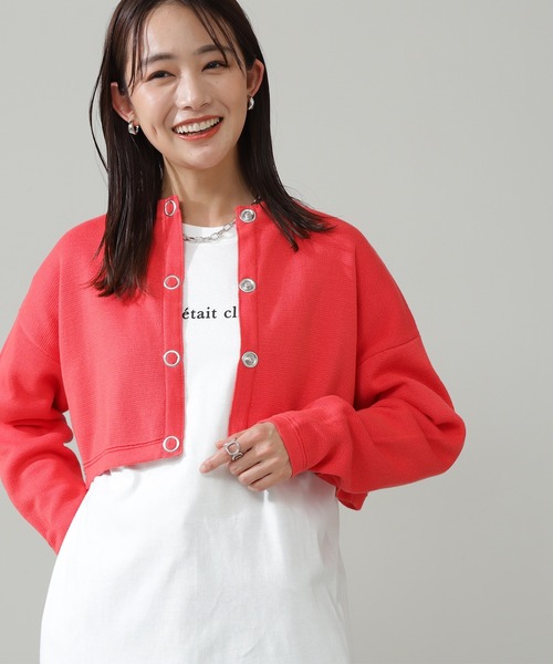 N.(N. Natural Beauty Basic)(エヌエヌナチュラルビューティーベーシック)の「◆ミラノリブクロップドカーディガン(カーディガン/ボレロ・レディース・ネイビー/レッド/グリーン/ナチュラル・MEDIUM)」の4枚目の写真