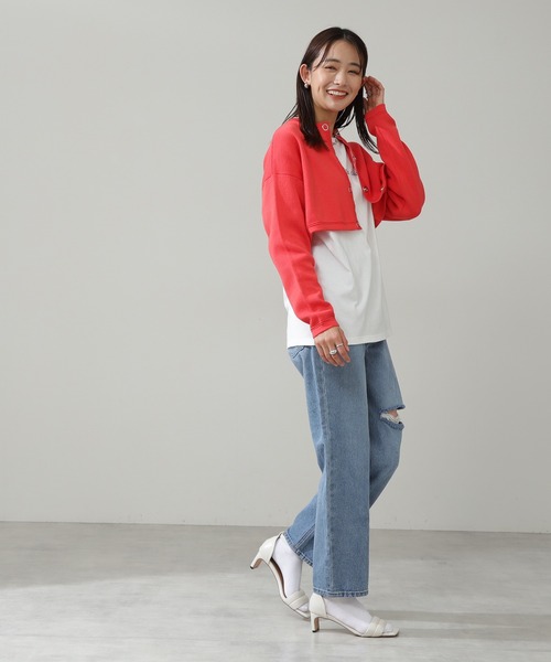 N.(N. Natural Beauty Basic)(エヌエヌナチュラルビューティーベーシック)の「◆ミラノリブクロップドカーディガン(カーディガン/ボレロ・レディース・ネイビー/レッド/グリーン/ナチュラル・MEDIUM)」の14枚目の写真