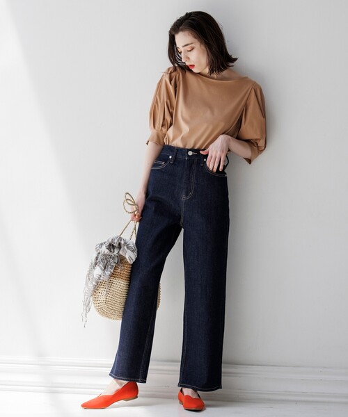 OPAQUE.CLIP(オペークドットクリップ)の「◆リサイクルコットンデニム 204バギー(その他パンツ・レディース・ダークネイビー/ネイビー・42/40/38)」の1枚目の写真