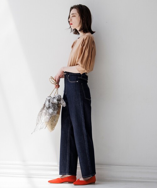 OPAQUE.CLIP(オペークドットクリップ)の「◆リサイクルコットンデニム 204バギー(その他パンツ・レディース・ダークネイビー/ネイビー・42/40/38)」の4枚目の写真