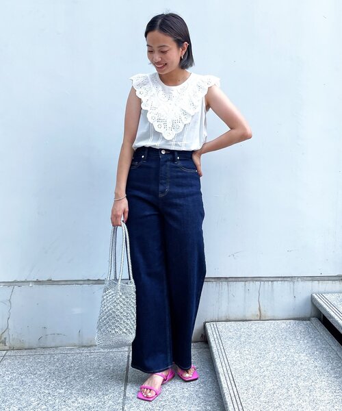 OPAQUE.CLIP(オペークドットクリップ)の「◆リサイクルコットンデニム 204バギー(その他パンツ・レディース・ダークネイビー/ネイビー・42/40/38)」の9枚目の写真