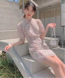 lissi Boutique | 【lissi boutique】フラワーチャイナパフスリーブミニワンピース(ワンピース)