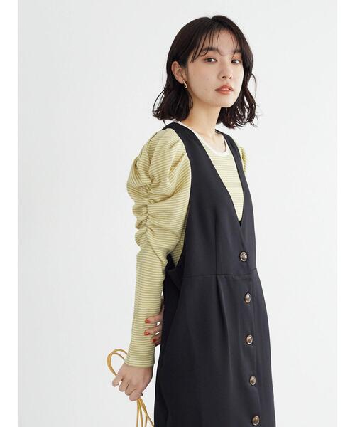 Green　Parks（グリーンパークス）の「ボーダーパワーショルダープルオーバー（Tシャツ/カットソー・レディース・アイボリー/ミント・FREE）」の6枚目の写真