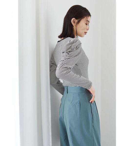 Green　Parks（グリーンパークス）の「ボーダーパワーショルダープルオーバー（Tシャツ/カットソー・レディース・アイボリー/ミント・FREE）」の10枚目の写真