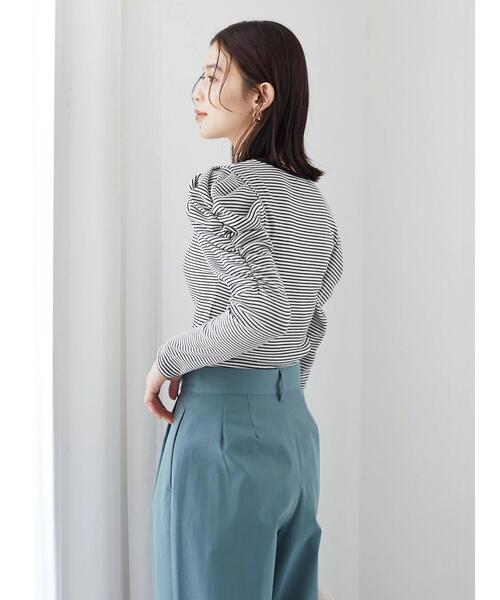 Green　Parks（グリーンパークス）の「ボーダーパワーショルダープルオーバー（Tシャツ/カットソー・レディース・アイボリー/ミント・FREE）」の11枚目の写真