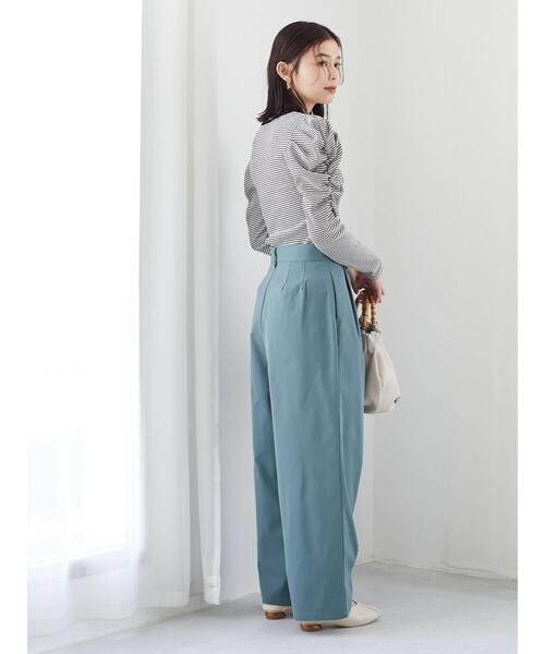 Green　Parks（グリーンパークス）の「ボーダーパワーショルダープルオーバー（Tシャツ/カットソー・レディース・アイボリー/ミント・FREE）」の13枚目の写真