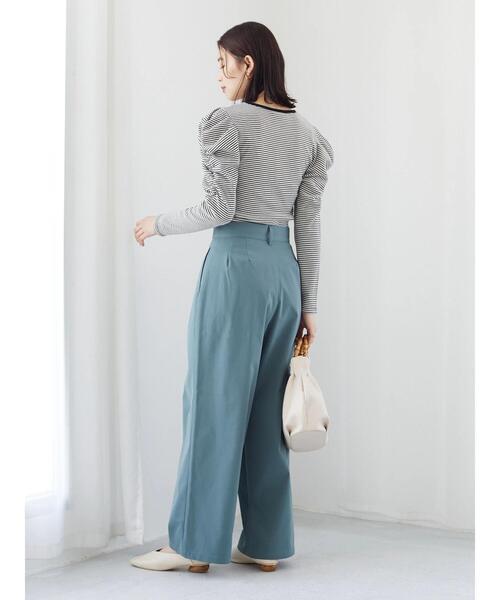 Green　Parks（グリーンパークス）の「ボーダーパワーショルダープルオーバー（Tシャツ/カットソー・レディース・アイボリー/ミント・FREE）」の14枚目の写真