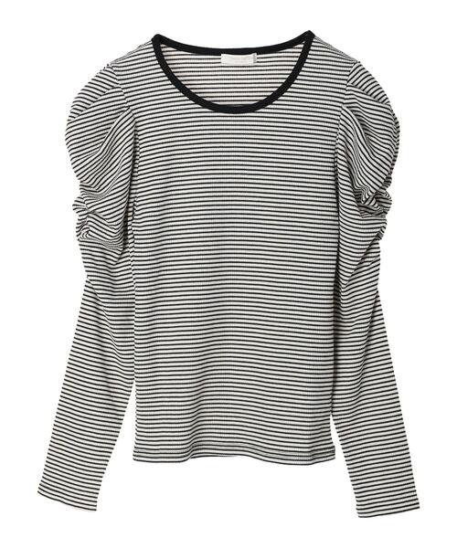 Green　Parks（グリーンパークス）の「ボーダーパワーショルダープルオーバー（Tシャツ/カットソー・レディース・アイボリー/ミント・FREE）」の15枚目の写真