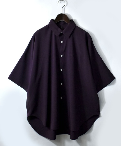 Starting Over（スターティングオーバー）の「ポリストレッチ ドロップショルダー 半袖ビッグシャツ（シャツ/ブラウス・メンズ・ホワイト/サックスブルー/イエロー/グリーン/チャコール/ブラック/ネイビー/パープル・M/L/XL）」の7枚目の写真
