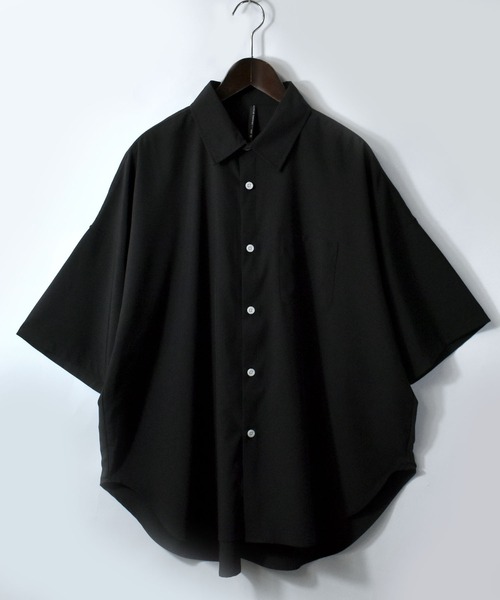 Starting Over（スターティングオーバー）の「ポリストレッチ ドロップショルダー 半袖ビッグシャツ（シャツ/ブラウス・メンズ・ホワイト/サックスブルー/イエロー/グリーン/チャコール/ブラック/ネイビー/パープル・M/L/XL）」の2枚目の写真