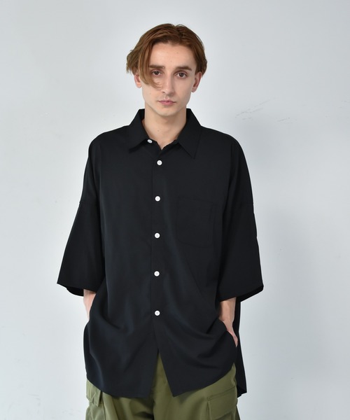 Starting Over（スターティングオーバー）の「ポリストレッチ ドロップショルダー 半袖ビッグシャツ（シャツ/ブラウス・メンズ・ホワイト/サックスブルー/イエロー/グリーン/チャコール/ブラック/ネイビー/パープル・M/L/XL）」の10枚目の写真