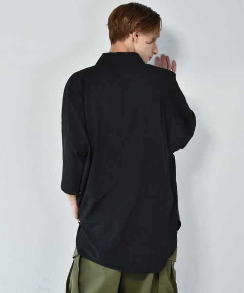 Starting Over（スターティングオーバー）の「ポリストレッチ ドロップショルダー 半袖ビッグシャツ（シャツ/ブラウス・メンズ・ホワイト/サックスブルー/イエロー/グリーン/チャコール/ブラック/ネイビー/パープル・M/L/XL）」の11枚目の写真