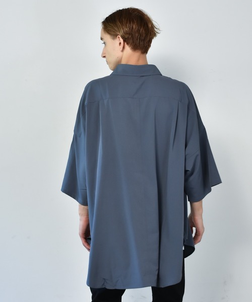 Starting Over（スターティングオーバー）の「ポリストレッチ ドロップショルダー 半袖ビッグシャツ（シャツ/ブラウス・メンズ・ホワイト/サックスブルー/イエロー/グリーン/チャコール/ブラック/ネイビー/パープル・M/L/XL）」の18枚目の写真