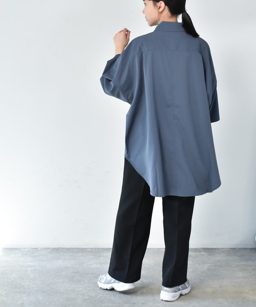 Starting Over（スターティングオーバー）の「ポリストレッチ ドロップショルダー 半袖ビッグシャツ（シャツ/ブラウス・メンズ・ホワイト/サックスブルー/イエロー/グリーン/チャコール/ブラック/ネイビー/パープル・M/L/XL）」の16枚目の写真