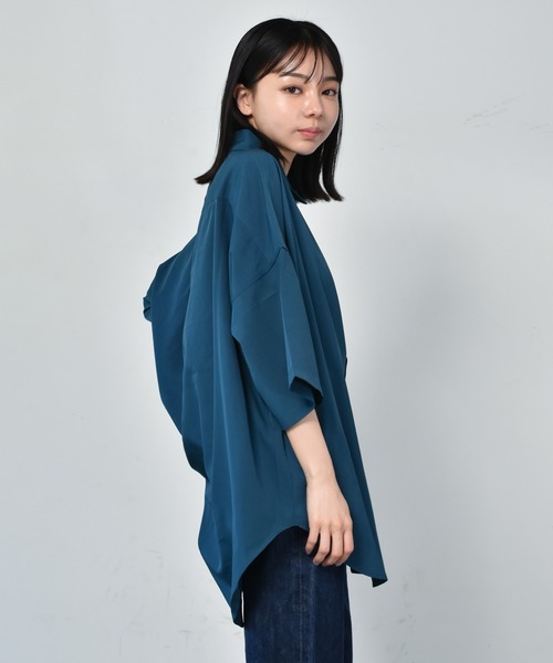 Starting Over（スターティングオーバー）の「ポリストレッチ ドロップショルダー 半袖ビッグシャツ（シャツ/ブラウス・メンズ・ホワイト/サックスブルー/イエロー/グリーン/チャコール/ブラック/ネイビー/パープル・M/L/XL）」の22枚目の写真