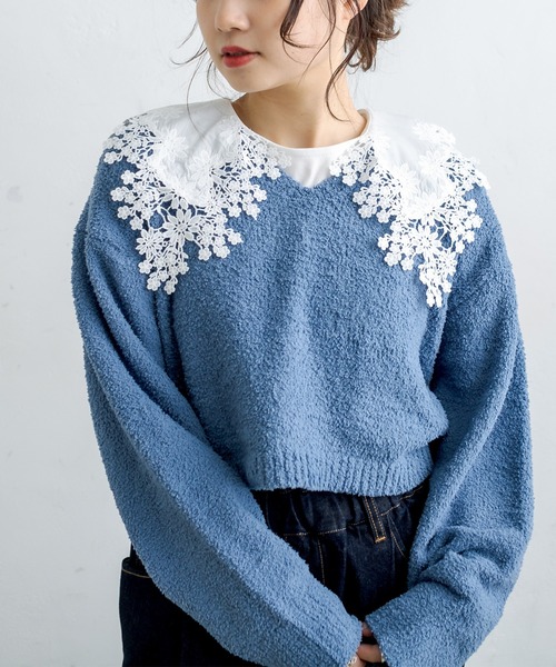 PUAL CE CIN（ピュアルセシン）の「レース襟スムースノースリーブ（Tシャツ/カットソー・レディース・ブラック/オフホワイト・FREE）」の13枚目の写真