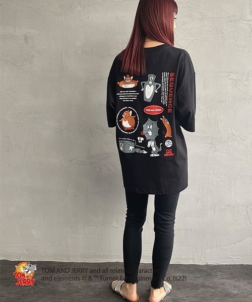 B ONE SOUL（ビーワンソウル）の「【WEB限定】[SEQUENCE BY B-ONE-SOUL/シークエンス] トムとジェリー FUNNY COLLAGE バックプリントTシャツ（Tシャツ/カットソー・レディース・ブラック/ホワイト/グリーン・XL/L/M）」の6枚目の写真