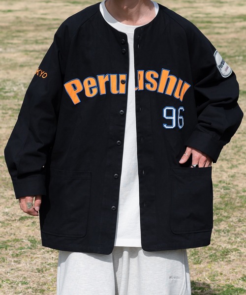 Perushu（ペルーシュ）の「ベースボールシャツジャケット（その他アウター・メンズ・グリーン/ライトグレー/ブラック・MEDIUM/LARGE）」の9枚目の写真