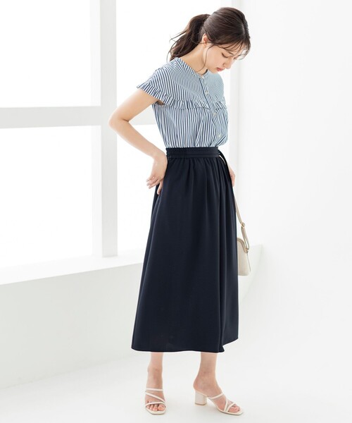 ANY SIS（エニィスィス）の「【洗える】トロミワイドタック パンツ（その他パンツ・レディース・黄土色系/ネイビー系・1/2/3）」の4枚目の写真