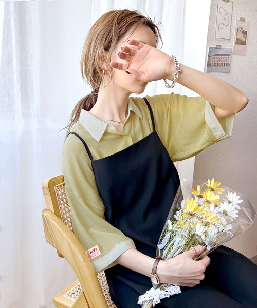 Java（ジャバ）の「《JaVaジャバ コラボ》男前ニッチがマッチ。メンズライククレリックシャツ（シャツ/ブラウス・レディース・ベージュ/オフホワイト/ブルー/ライトカーキ/イエロー・SMALL/MEDIUM/LARGE/X-LARGE）」の5枚目の写真