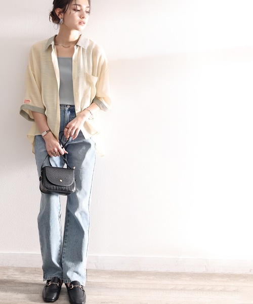 Java（ジャバ）の「《JaVaジャバ コラボ》男前ニッチがマッチ。メンズライククレリックシャツ（シャツ/ブラウス・レディース・ベージュ/オフホワイト/ブルー/ライトカーキ/イエロー・SMALL/MEDIUM/LARGE/X-LARGE）」の10枚目の写真