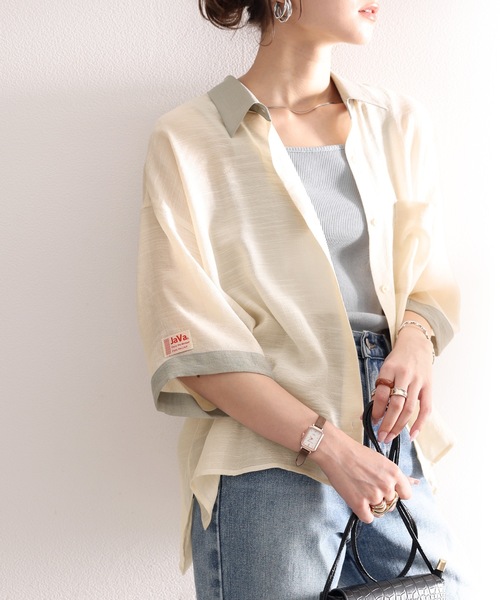 Java（ジャバ）の「《JaVaジャバ コラボ》男前ニッチがマッチ。メンズライククレリックシャツ（シャツ/ブラウス・レディース・ベージュ/オフホワイト/ブルー/ライトカーキ/イエロー・SMALL/MEDIUM/LARGE/X-LARGE）」の11枚目の写真