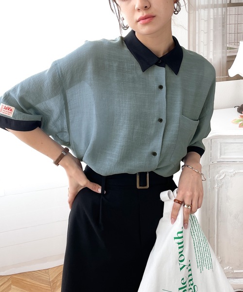 Java（ジャバ）の「《JaVaジャバ コラボ》男前ニッチがマッチ。メンズライククレリックシャツ（シャツ/ブラウス・レディース・ベージュ/オフホワイト/ブルー/ライトカーキ/イエロー・SMALL/MEDIUM/LARGE/X-LARGE）」の16枚目の写真