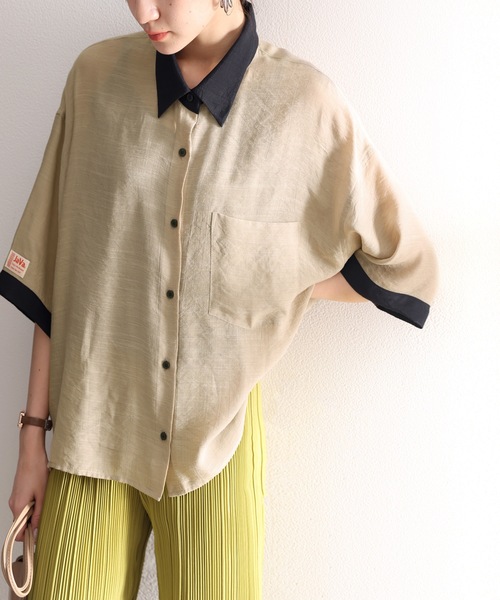 Java（ジャバ）の「《JaVaジャバ コラボ》男前ニッチがマッチ。メンズライククレリックシャツ（シャツ/ブラウス・レディース・ベージュ/オフホワイト/ブルー/ライトカーキ/イエロー・SMALL/MEDIUM/LARGE/X-LARGE）」の12枚目の写真