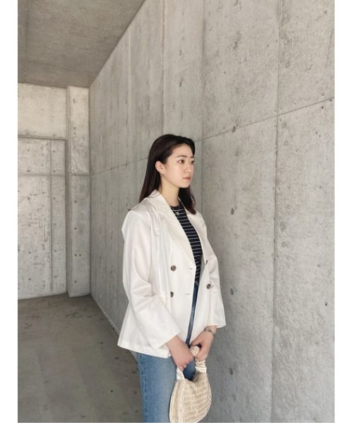 MOUSSY（マウジー）の「DOUBLE BREASTED BOXY ジャケット（チェスターコート・レディース・ライトブルー/オフホワイト/ライトベージュ・2/1）」の22枚目の写真