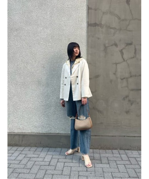 MOUSSY（マウジー）の「DOUBLE BREASTED BOXY ジャケット（チェスターコート・レディース・ライトブルー/オフホワイト/ライトベージュ・2/1）」の21枚目の写真