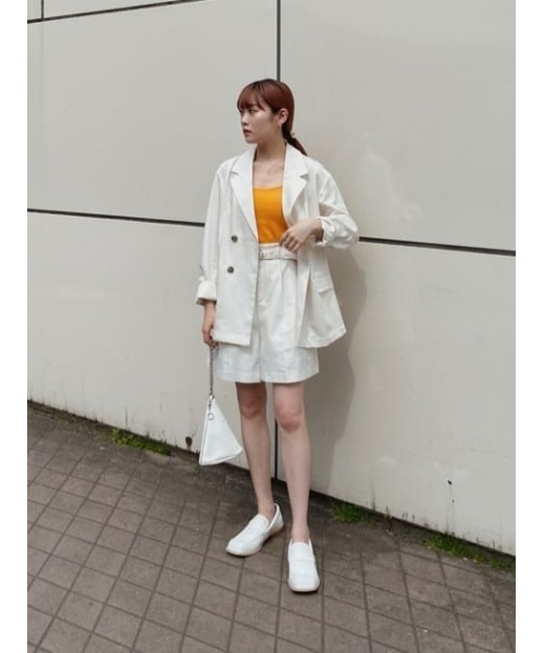 MOUSSY（マウジー）の「DOUBLE BREASTED BOXY ジャケット（チェスターコート・レディース・ライトブルー/オフホワイト/ライトベージュ・2/1）」の20枚目の写真