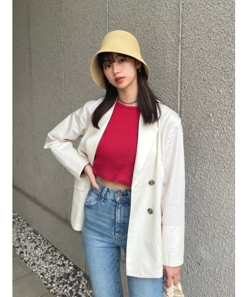 MOUSSY（マウジー）の「DOUBLE BREASTED BOXY ジャケット（チェスターコート・レディース・ライトブルー/オフホワイト/ライトベージュ・2/1）」の19枚目の写真